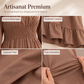 Robe évasée à encolure carrée et smocks pour femme