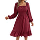 Robe évasée à encolure carrée et smocks pour femme
