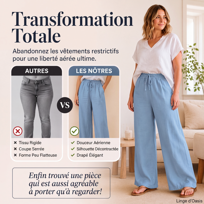 Pantalon décontracté à jambes larges et cordon de serrage pour femme