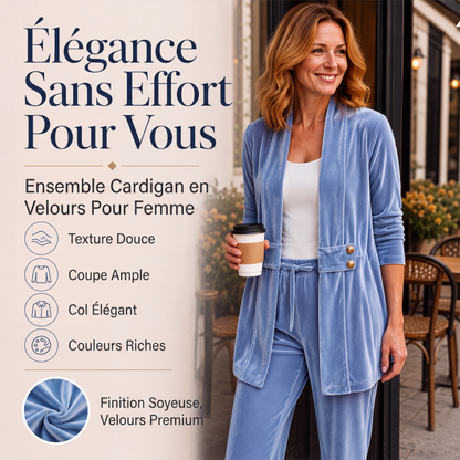 Cardigan en velours double boutonnage pour femme