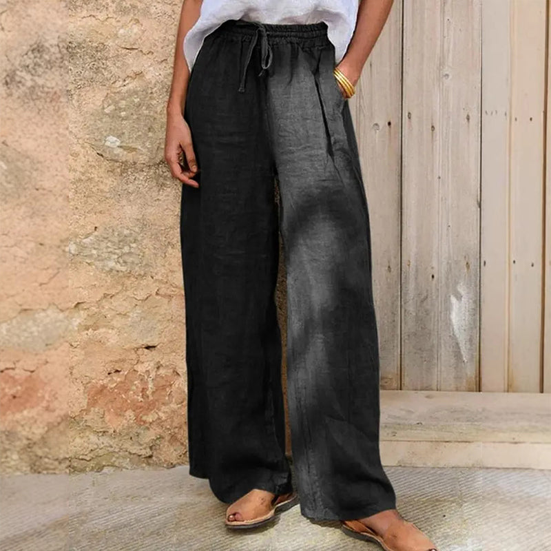 Pantalon décontracté à jambes larges et cordon de serrage pour femme