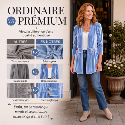 Cardigan en velours double boutonnage pour femme