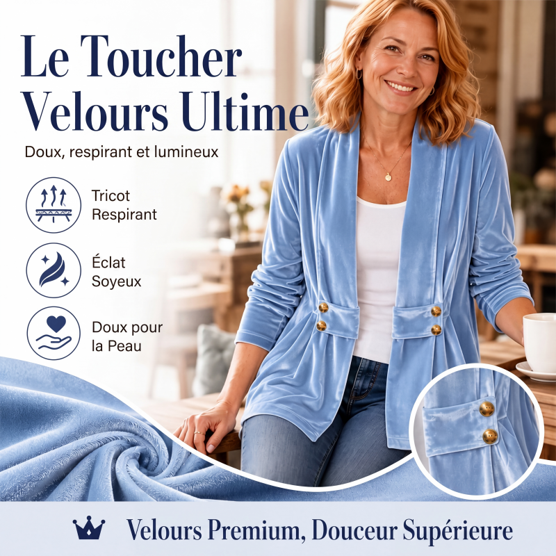 Cardigan en velours double boutonnage pour femme