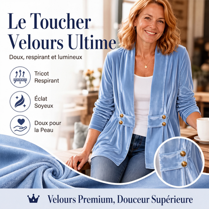 Cardigan en velours double boutonnage pour femme