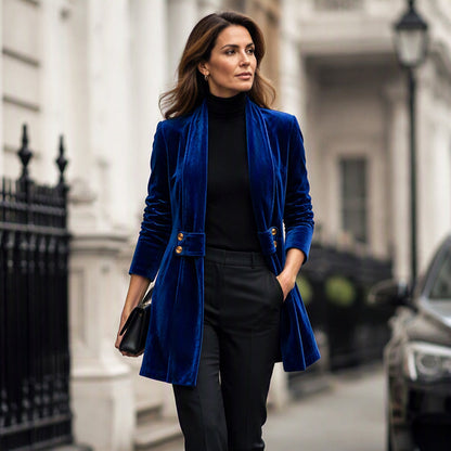 Cardigan en velours double boutonnage pour femme