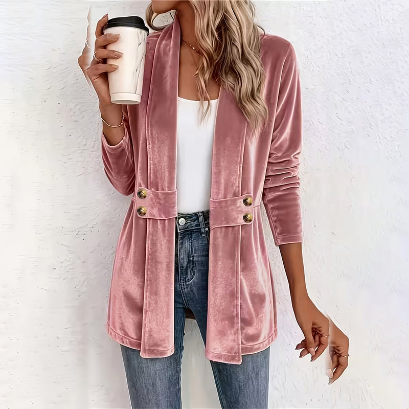 Cardigan en velours double boutonnage pour femme