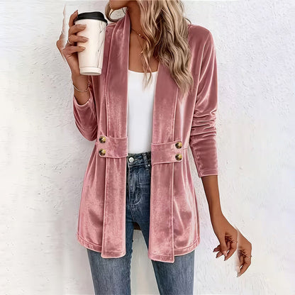 Cardigan en velours double boutonnage pour femme