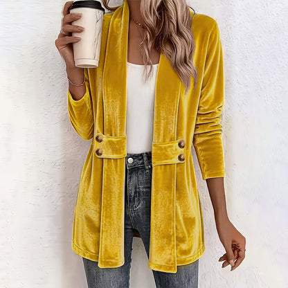 Cardigan en velours double boutonnage pour femme