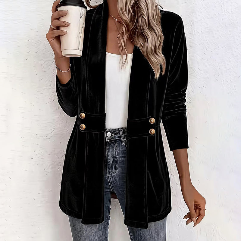 Cardigan en velours double boutonnage pour femme