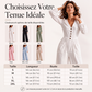 Combinaison à col V pour femme, manches longues