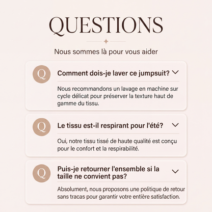 Combinaison à col V pour femme, manches longues
