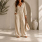 Combinaison à col V pour femme, manches longues