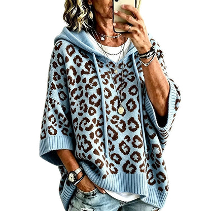 Hoodie en maille à imprimé léopard pour femme