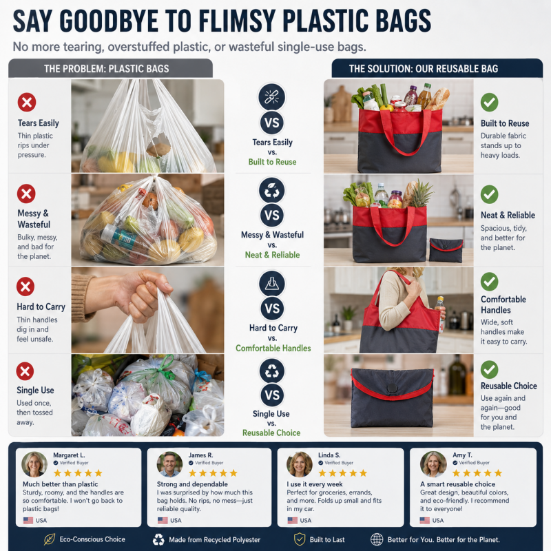 Sac de courses pliable écologique de grande capacité
