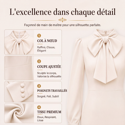 Robe crayon élégante pour femme avec col à nœud papillon