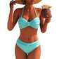 Ensemble de maillot de bain bandeau bikini tressé taille haute pour femme