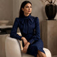 Robe crayon élégante pour femme avec col à nœud papillon