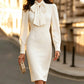 Robe crayon élégante pour femme avec col à nœud papillon