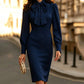 Robe crayon élégante pour femme avec col à nœud papillon