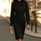 Robe crayon élégante pour femme avec col à nœud papillon