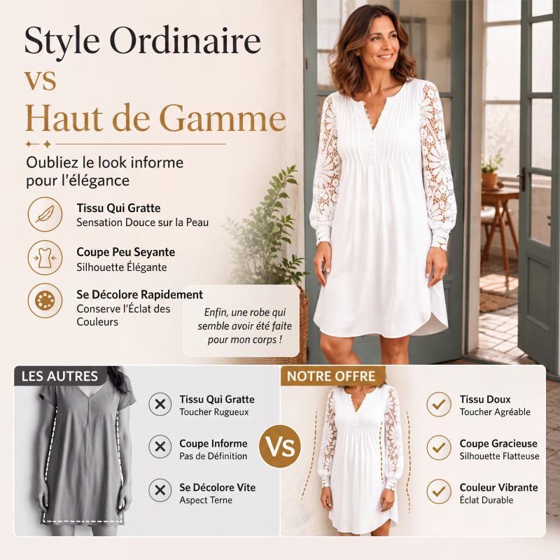 Robe femme à manches longues en dentelle
