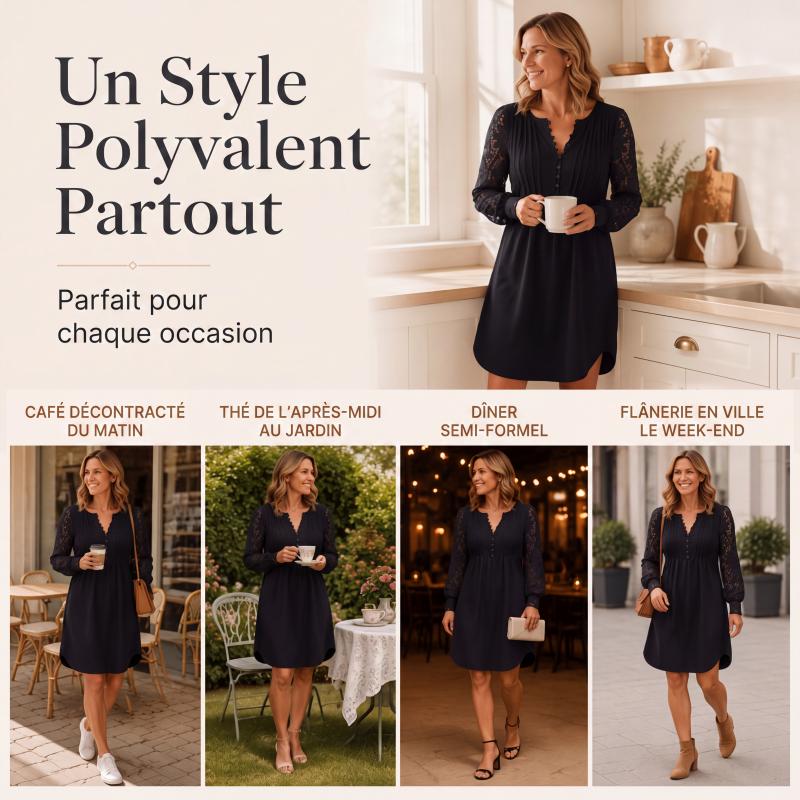 Robe femme à manches longues en dentelle