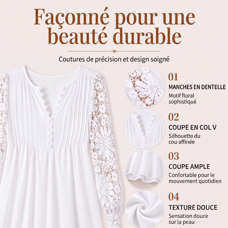 Robe femme à manches longues en dentelle