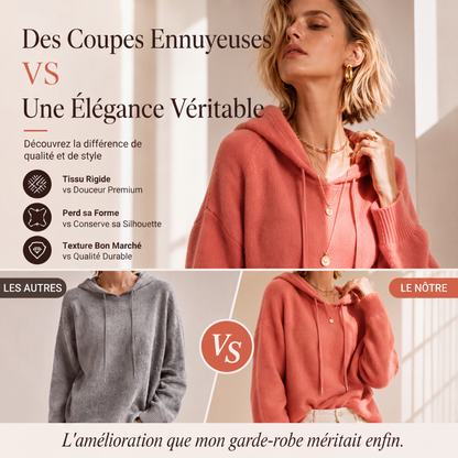 Pull décontracté à capuche avec cordon de serrage pour femme