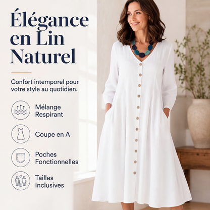Robe décontractée pour femme à col V avec poches