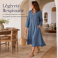 Robe décontractée pour femme à col V avec poches