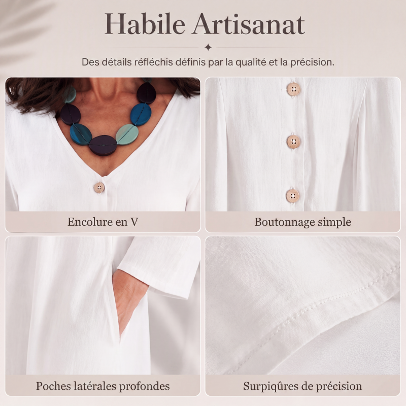 Robe décontractée pour femme à col V avec poches