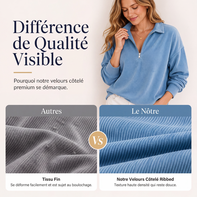 Haut zippé à texture décontractée