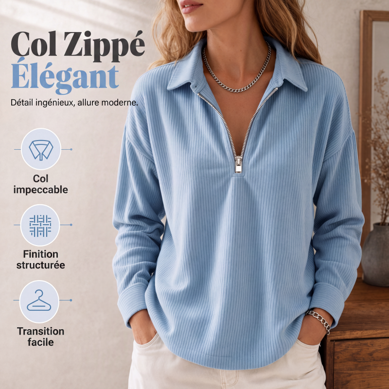 Haut zippé à texture décontractée