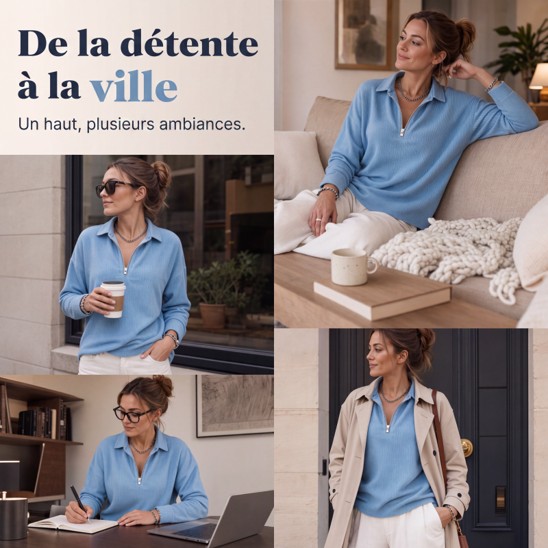 Haut zippé à texture décontractée