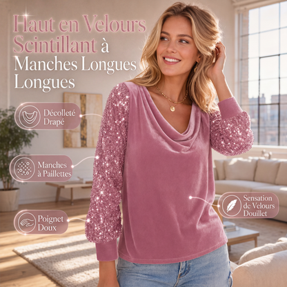 Haut à manches longues en velours chatoyant
