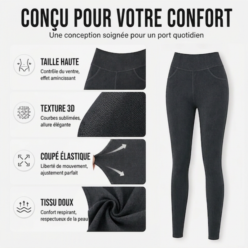 Leggings taille haute pour femme, effet liftant des fesses