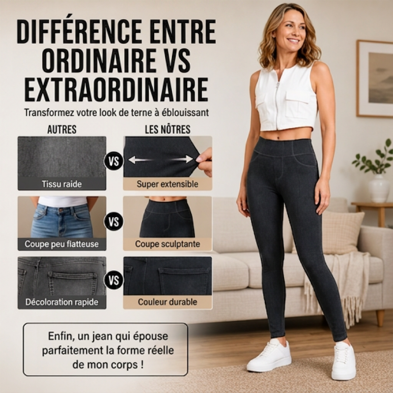 Leggings taille haute pour femme, effet liftant des fesses