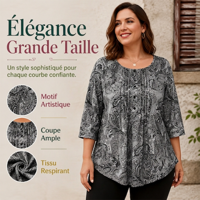 Blouse pour femmes grande taille à motif cachemire