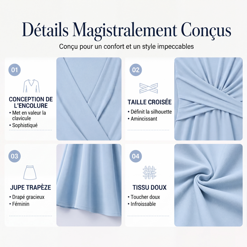 Robe midi élégante à col V pour femme