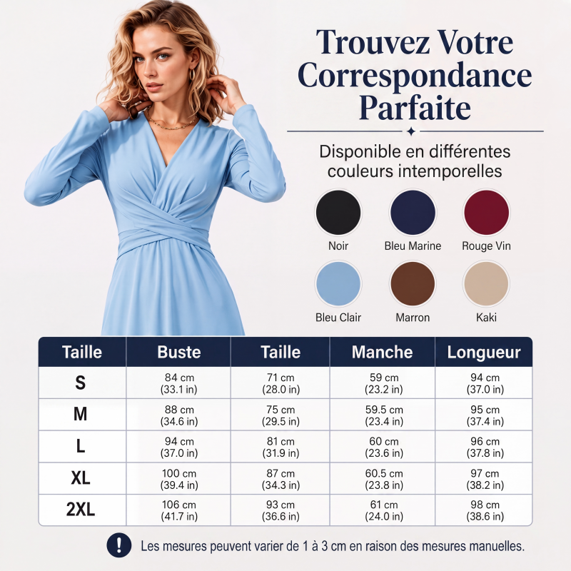 Robe midi élégante à col V pour femme
