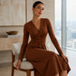 Robe midi élégante à col V pour femme