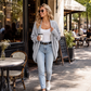 Cardigan en maille loose pour femme, manches chauve-souris