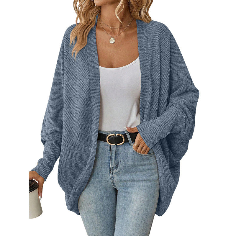 Cardigan en maille loose pour femme, manches chauve-souris