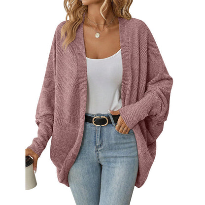 Cardigan en maille loose pour femme, manches chauve-souris