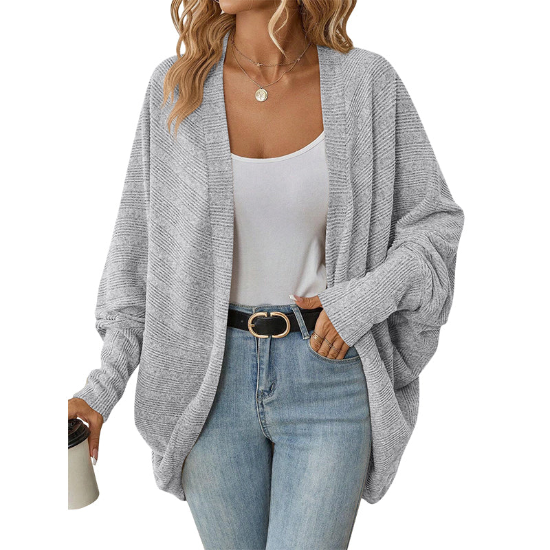 Cardigan en maille loose pour femme, manches chauve-souris