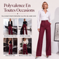 Pantalon large à rayures taille haute pour femme