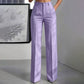 Pantalon large à rayures taille haute pour femme