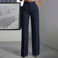 Pantalon large à rayures taille haute pour femme
