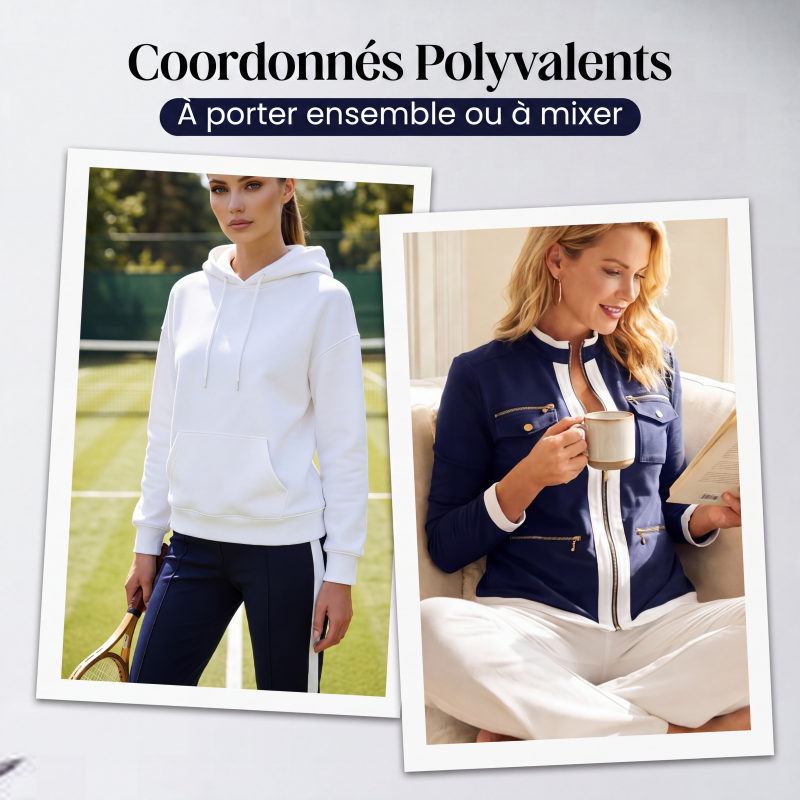 Ensemble de survêtement bicolore 2 pièces pour femme
