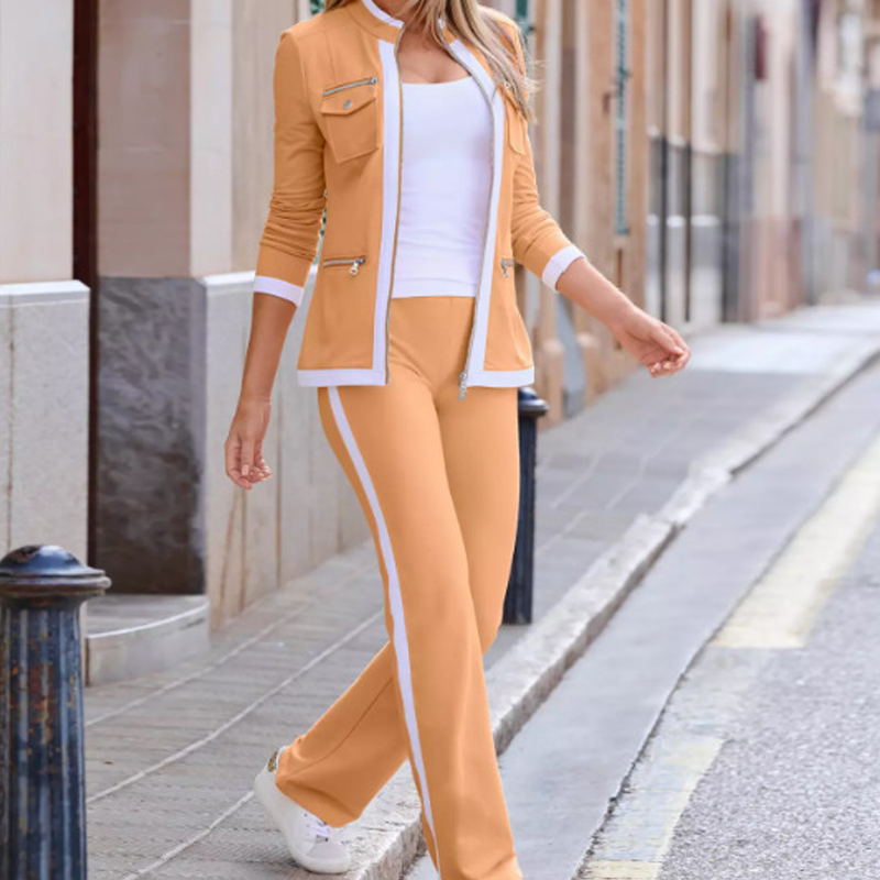 Ensemble de survêtement bicolore 2 pièces pour femme